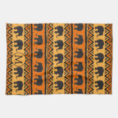 Linge De Cuisine Monogramme d'éléphant noir orange africain (Horizontal)