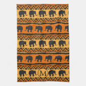 Linge De Cuisine Monogramme d'éléphant noir orange africain (Vertical)