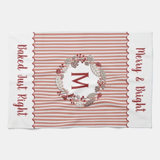 Linge De Cuisine Monogramme des fils de Noël initial (Horizontal)