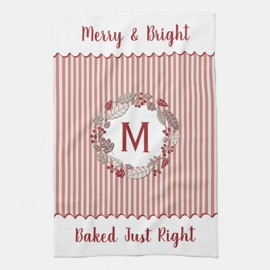 Linge De Cuisine Monogramme des fils de Noël initial (Vertical)