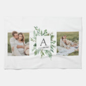 Linge De Cuisine Monogramme deux photos | Cadre de verdure personna (Horizontal)