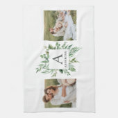 Linge De Cuisine Monogramme deux photos | Cadre de verdure personna (Vertical)