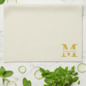 Linge De Cuisine Monogramme d'or beige neutre (Plié)