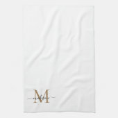 Linge De Cuisine Monogramme d'or noir moderne élégant Nom du script (Vertical)