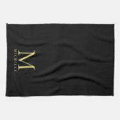 Linge De Cuisine Monogramme d'or noir Nom initial Modèle personnali (Horizontal)