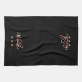 Linge De Cuisine Monogramme élégant de nom de script rose noir (Horizontal)