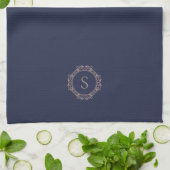 Linge De Cuisine Monogramme Élégant Initial Navy (Plié)