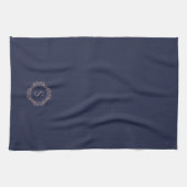Linge De Cuisine Monogramme Élégant Initial Navy (Horizontal)