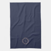Linge De Cuisine Monogramme Élégant Initial Navy (Vertical)