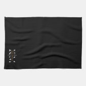 Linge De Cuisine Monogramme élégant noir or script Stylé (Horizontal)