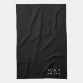 Linge De Cuisine Monogramme élégant noir or script Stylé (Vertical)