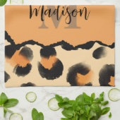 Linge De Cuisine Monogramme Empreinte de léopard mou (Plié)