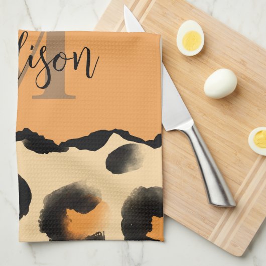 Linge De Cuisine Monogramme Empreinte de léopard mou (Quart Plié)