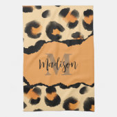 Linge De Cuisine Monogramme Empreinte de léopard mou (Vertical)