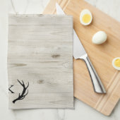 Linge De Cuisine Monogramme en bois blanc de cerf rustique Antler (Quart Plié)