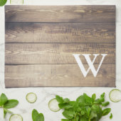Linge De Cuisine Monogramme en bois de planches de grange légère de (Plié)
