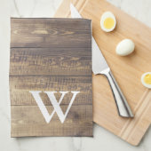 Linge De Cuisine Monogramme en bois de planches de grange légère de (Quart Plié)