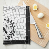 Linge De Cuisine Monogramme en impression mosaïque (Quart Plié)