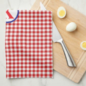 Linge De Cuisine Monogramme En vichy rouge (Quart Plié)