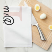 Linge De Cuisine Monogramme et nom personnalisé moderne Pastel Pink (Quart Plié)