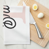 Linge De Cuisine Monogramme et nom personnalisé moderne Pastel Pink (Quart Plié)