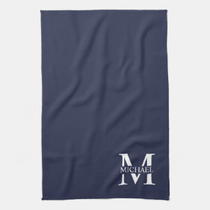 Linge De Cuisine Monogramme et nom personnalisés bleu marine