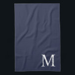 Linge De Cuisine Monogramme et nom personnalisés bleu marine<br><div class="desc">Monogramme personnalisé et design de nom caractéristiques monogramme personnalisé et nom dans le style de police serif classique.</div>