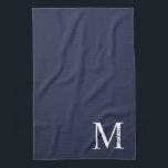 Linge De Cuisine Monogramme et nom personnalisés bleu marine<br><div class="desc">Monogramme personnalisé et design de nom caractéristiques monogramme personnalisé et nom dans le style de police serif classique.</div>