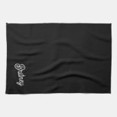 Linge De Cuisine Monogramme et nom personnalisés en noir moderne (Horizontal)