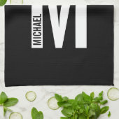 Linge De Cuisine Monogramme et nom personnalisés modernes (Plié)