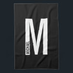 Linge De Cuisine Monogramme et nom personnalisés modernes<br><div class="desc">Design Monogram moderne avec lettre monogramme personnalisée "M" et nom dans le style de police sans serif moderne en gras.</div>