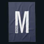 Linge De Cuisine Monogramme et nom personnalisés modernes<br><div class="desc">Design Monogram moderne avec lettre monogramme personnalisée "M" et nom dans le style de police sans serif moderne en gras.</div>