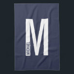 Linge De Cuisine Monogramme et nom personnalisés modernes<br><div class="desc">Design Monogram moderne avec lettre monogramme personnalisée "M" et nom dans le style de police sans serif moderne en gras.</div>