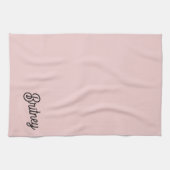 Linge De Cuisine Monogramme et nom rose pâle moderne (Horizontal)