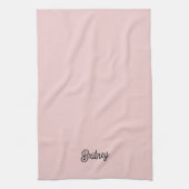 Linge De Cuisine Monogramme et nom rose pâle moderne (Vertical)