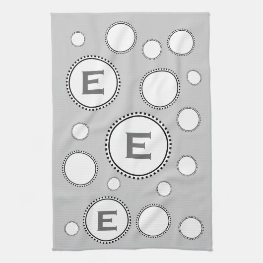 Linge De Cuisine Monogramme fait sur commande E ou tous cercles (Vertical)
