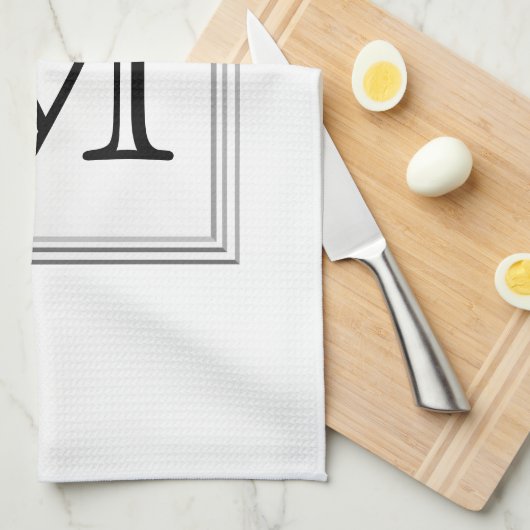 Linge De Cuisine Monogramme fait sur commande imprimé. Noir et (Quart Plié)