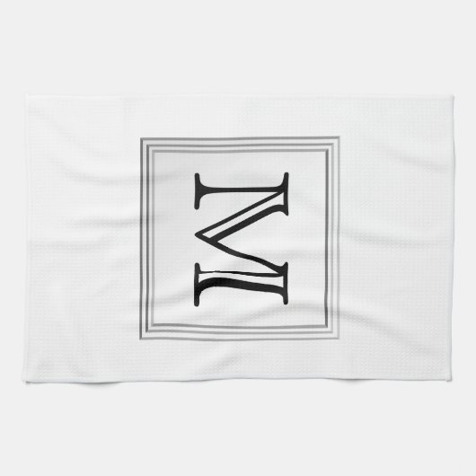 Linge De Cuisine Monogramme fait sur commande imprimé. Noir et (Horizontal)
