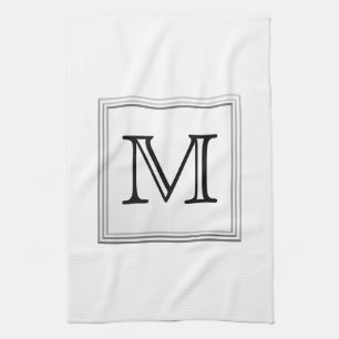 Linge De Cuisine Monogramme fait sur commande imprimé. Noir et