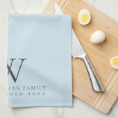 Linge De Cuisine Monogramme familial Élégant Pastel Blue Kitchen (Quart Plié)