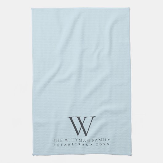 Linge De Cuisine Monogramme familial Élégant Pastel Blue Kitchen (Vertical)