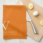 Linge De Cuisine Monogramme familial Élégante cuisine orange (Quart Plié)