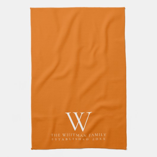 Linge De Cuisine Monogramme familial Élégante cuisine orange (Vertical)