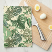 Linge De Cuisine Monogramme Feuille de palme tropicale (Quart Plié)