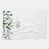 Linge De Cuisine Monogramme feuilles de eucalyptus vert sauge (Horizontal)