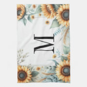 Linge De Cuisine Monogramme Fleurs de chute et fleurs de soleil aqu (Vertical)