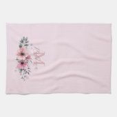 Linge De Cuisine monogramme floral chic couleur rose pâle (Horizontal)