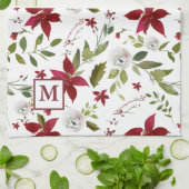 Linge De Cuisine Monogramme floral Chic de Poinsettia (Plié)