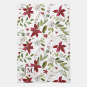 Linge De Cuisine Monogramme floral Chic de Poinsettia (Vertical)