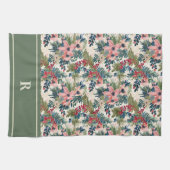 Linge De Cuisine Monogramme Floral de Noël Moderne (Horizontal)